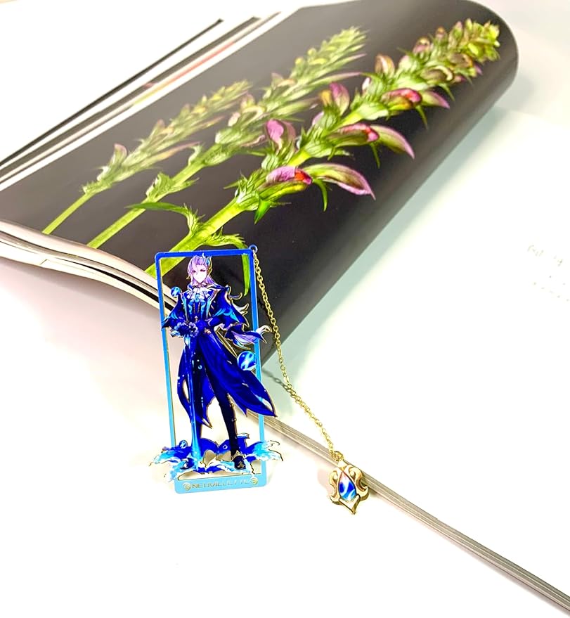 Genshin Impact Neuvillette Metal Bookmark - Anime Figure Merch with 3D Display Box - Birthday Gifts for Fans Friends Gamer Book Lovers - Zllada