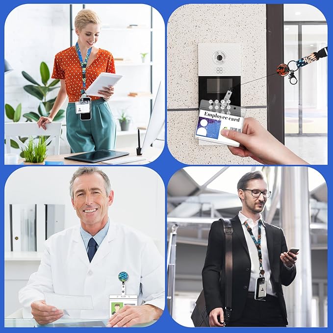 BESARME 3 Pack Cruise Lanyards for Ship Cards, Adjustable Lanyards with Retractable Badge Reel, 6 Pack Waterproof ID Badge Holder and 3 Pack Phone Tether Tab, Style a