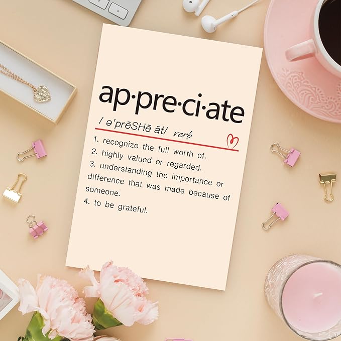 Cute Appreciate Definition Card, Funny Thank You Card for Him Her, Lovely Thankful Greeting Card for Teacher Boss