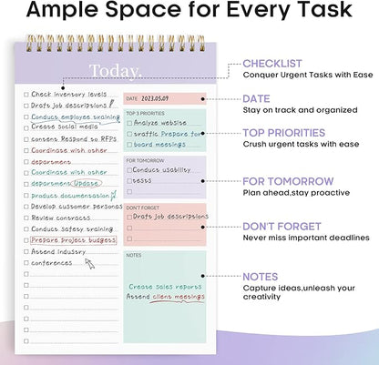 To Do List Pad - To Do List Notebook for Work with 52 Sheets, Undated Daily Planner Perfect for Daily Tasks and Goal Setting, To Do List Notepad Suitable for Office, Home and School-Violet Dream