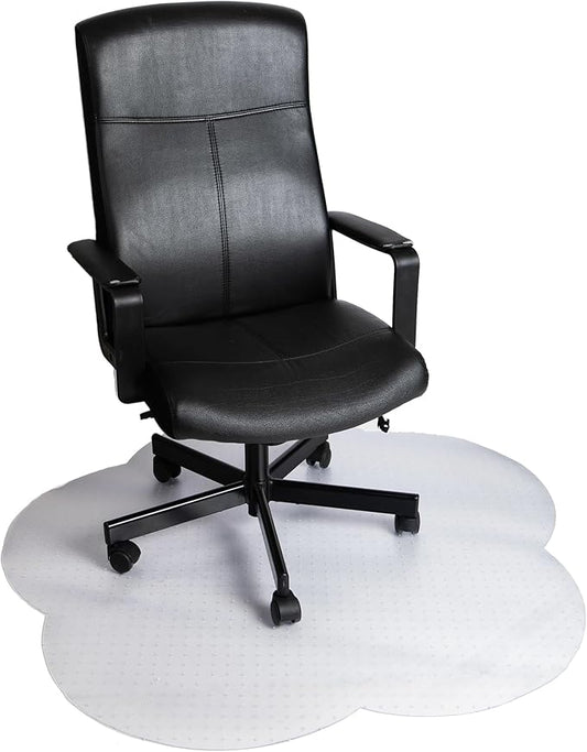DESKU Flower Power Desk Chair Mat – Heavy-Duty PVC Mats for Carpet Floor Protection, Clear, 48 x 49 Inches, Made in The USA