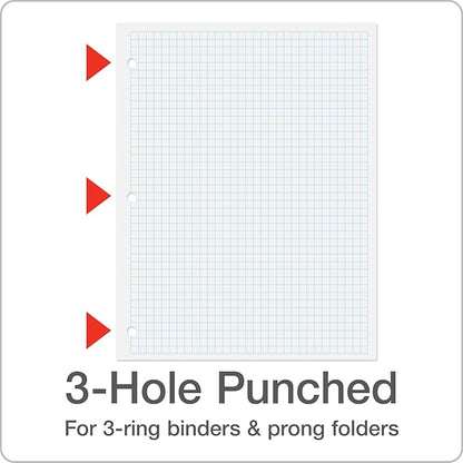 Oxford Loose Leaf Paper, Filler Paper Notebook Paper, 8-1/2" x 11", Graph Rule (4x4), 3-Hole Punched, 800 Sheets for 3 Ring Binders, 2 Packs of 400, White (62333)