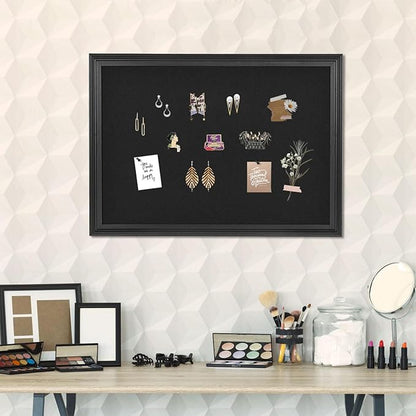 Bulletin Board with Felt, Black Wood Framed Display Bulletin Board for Walls with Pins, Eye Bolts, gaskets, Screws, Pin Board for Office, School and Home(MZB-BK,6090,1P)