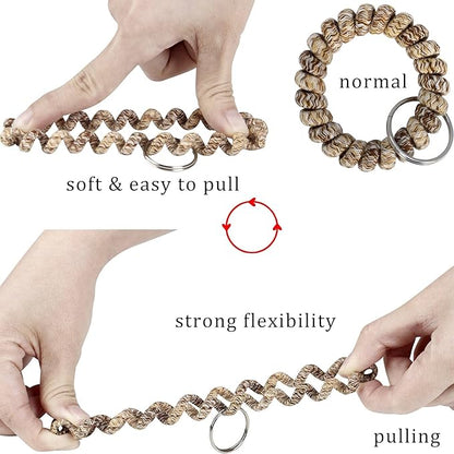 BIHRTC Pack of 6 Keychain Bracelet key Holder Wristlet Wrist Key Chain Spring Wristband Flexible Spiral Wrist Coil Spring Key Chain Stretchable Spiral Key Rings for Gym Pool ID Badge Sports