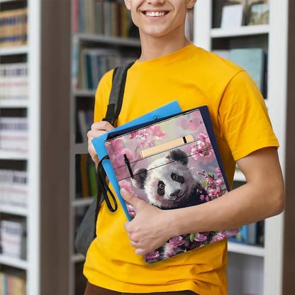 COEQINE 9"x11" Book Covers for Hardcover Cute Panda Animal Book Sleeves with Zipper Book Cover for Book Lovers Book Pouch Book Protctor Pouch Book Covers for Hardcover Washable Pink Cherry Blossom