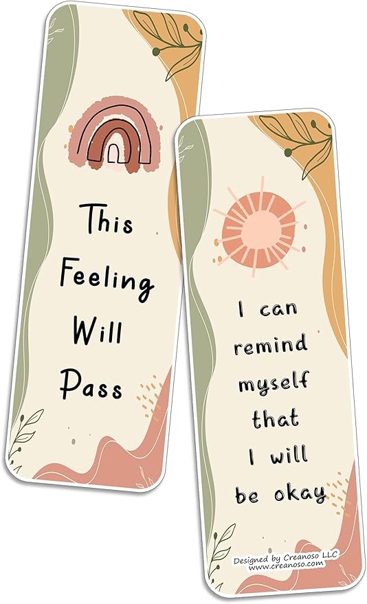 Creanoso Anxiety Statement Cards (10-Sets x 6 Cards) – Daily Inspirational Card Set – Interesting Book Page Clippers – Great Rewards for Adults and Professionals