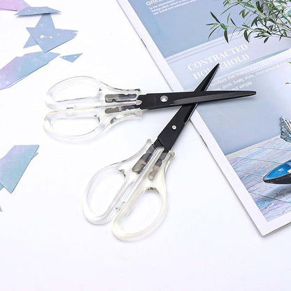 Acrylic Scissors Black Scissors 6.5" Clear Scissors Metal Blades Office Cutting Shears for Craft Supplies Desk Accessories