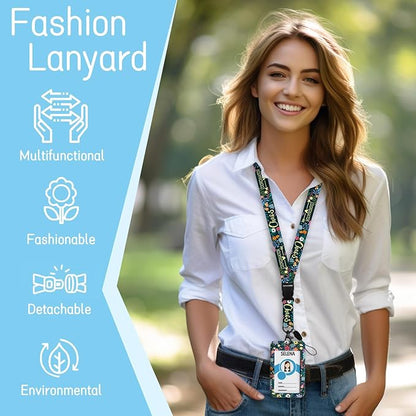 Lanyards for Id Badges, Funny Badge Holder with Retractable Reel Belt Clip, Chaos Coordinator Work Name Tag Lanyard Vertical ID Card Protector Case for Women Nurse Doctor Teacher Student