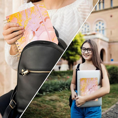 A4 Spiral Notebooks for Work, 300 Pages Lined Spiral Journal Notebook, 5 Subject College Ruled Journals for Writing, 11”x9.25''Journaling Notebooks for School Office Supplies (Pink Marble)