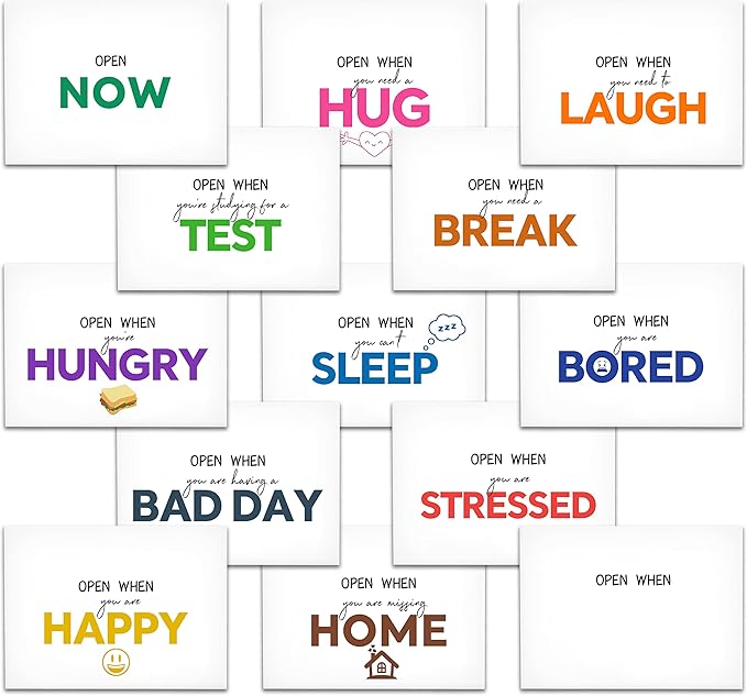 15 Open When Envelopes, Colorful Envelope, Leaving Home Gift, Gift for college students long distance friends-XF-003