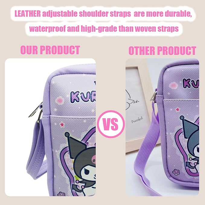 Cute Kumi Crossbody Bag with Adjustable Shoulder Strap and Bracelet Charm, Kawaii Handbag with Zipper, Kumi Wallet Purse Shoulder Bag Coin Pouch Accessories for Women Girls