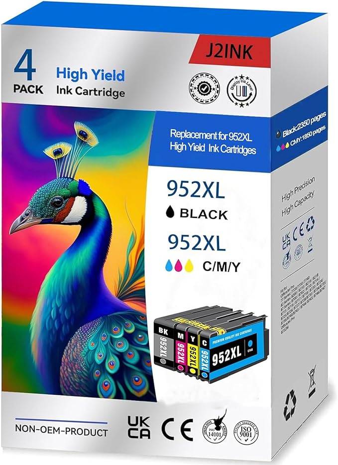 952XL Ink Cartridges Combo Pack for HP Printer Replacement for Printer Ink 952XL 952 HP952XL/952XL Pro 8710 Ink Cartridges for HP Ink 952 Work for HP Officejet Pro 7740 8210 8710 8720 8740