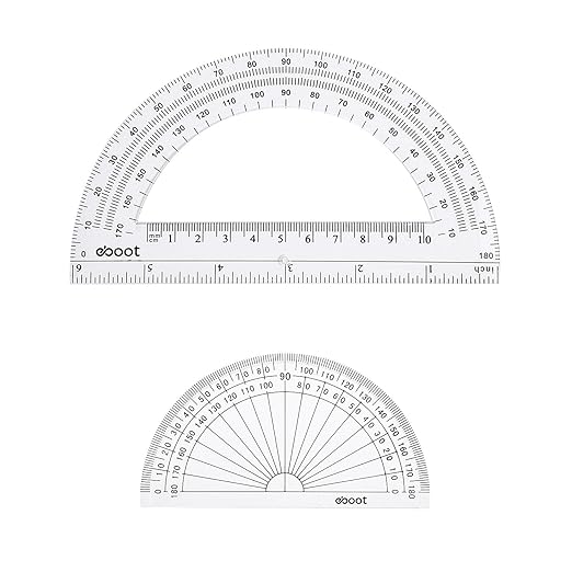 eBoot Plastic Protractor Protractor 180 Degrees, 4 Inch and 6 Inch, Clear, 2 Pieces