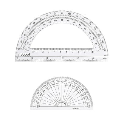 eBoot Plastic Protractor Protractor 180 Degrees, 4 Inch and 6 Inch, Clear, 2 Pieces