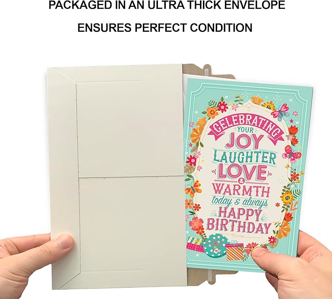 Prime Greetings Birthday Card For Her, Made in America, Eco-Friendly, Thick Card Stock with Premium Envelope 5in x 7.75in, Packaged in Protective Mailer