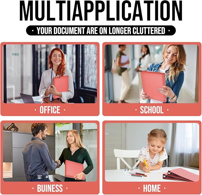 3 Ring Binder 1 Inch, IntoJoy 6 Pack Clear View 3 Hole Binder PVC-Free Fits 8.5x11 Inch Paper Flexible Round Ring Binders for School Office Home Binder Supplies (Orange)