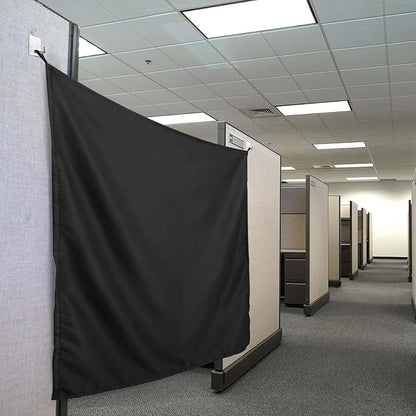 Pinkunn 40 x 48 Inch Office Cubicle Curtain with Stainless Steel Self Adhesive Hook Portable Privacy Door Partition Room Dividers Room Divider Office Divider for Office Cubicle (Black)