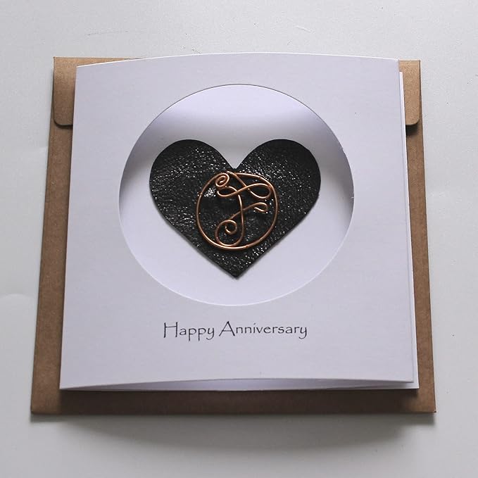 Personalized Initial Copper Card, Copper Initial, Anniversary Card for Her, Couple, Gift for Her (F)