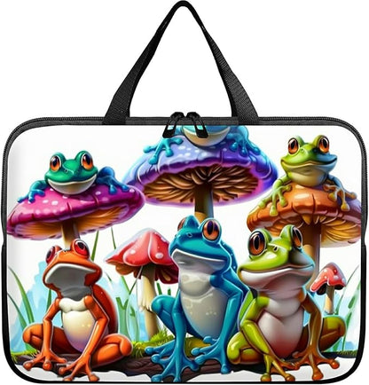 Universal Tablet Laptop Sleeve Case 10 inch, Color Frog Mushrooms Slim Carrying Case Durable Handbag Travel Laptop Bag for 7 to 10-inch Laptops/Notebook/Kids Tablet/ipad/eBook Readers