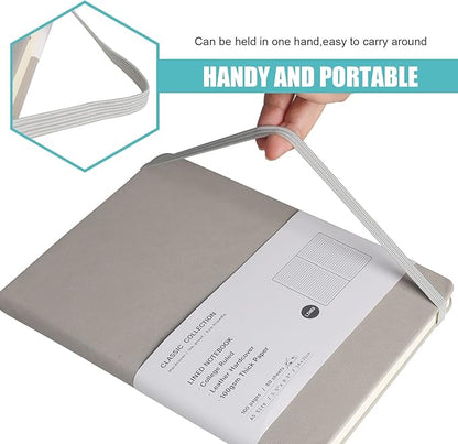 Lined Journal Notebook, 10Pack(Grey), 160 Pages, Medium 5.7 inches x 8 inches - 100 gsm Thick Paper, Hardcover