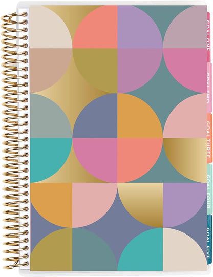 Erin Condren A5 Spiral Bound Goal Setting Planner – Metallic Abstract Circles - 4 Tabs with 160 Pages for Goal and Action Planning Inc. Steps, Weekly Check-in, Celebration Pages & More