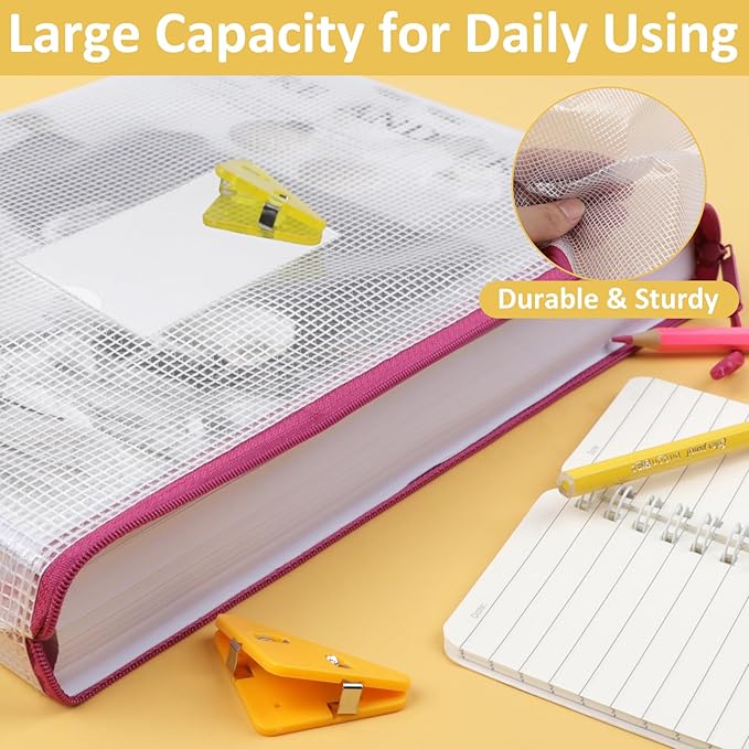 18PCS Mesh Zipper Pouch, Zipper Bags for Office Supplies,12 Colors for Reusable Zipper Pouches, 8 Sizes for Office Supply and Home Organize