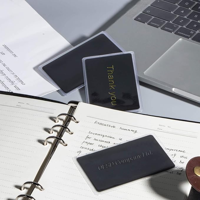 Thick Black Aluminum Metal Business Cards Anodized Aluminum 86 X 54 X 0.8mm 15 pcs Include Protector Sleeves(Frosted)