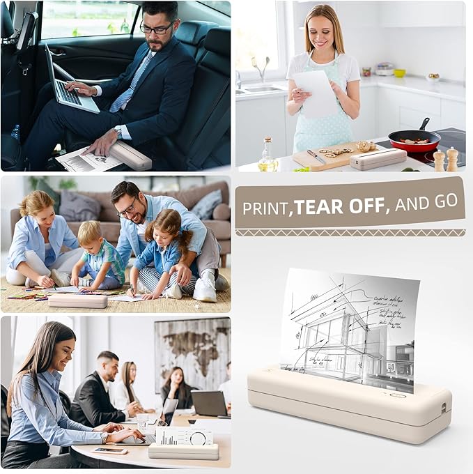 HPRT Portable Printers Wireless for Travel - MT810 Bluetooth Thermal Inkless Compact Printer, Paper Rolls Mobile Printing for Vehicles Office, Compatible with iPhone Android & Laptop