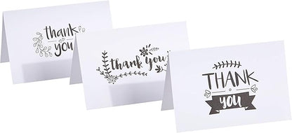 Amazon Basics Thank You Cards and Envelopes, 48 Count, Black and White