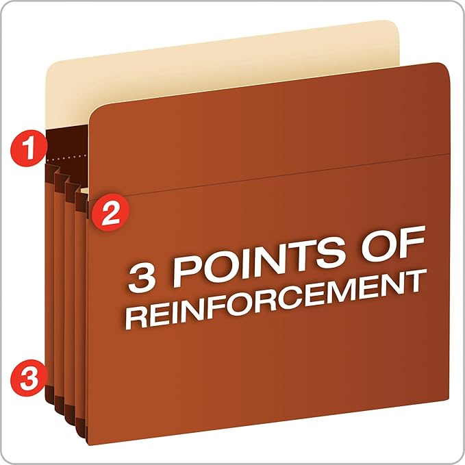 Pendaflex Expanding Accordion File Pockets, Extra Durable, Expands 3.5", Letter Size, Reinforced with Dupont Tyvek Material, 10/Box (15421), Brown