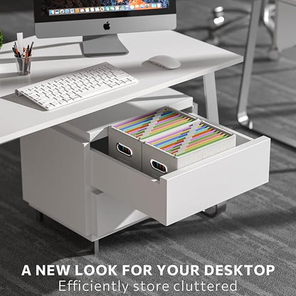 Hanging File Filing Box with Lid, Linen Collapsible File Organizer Box for Hanging Folder, Office/Home Decorative Storage Boxes Filing Cabinet (Off White, 14x9.3x10.9)