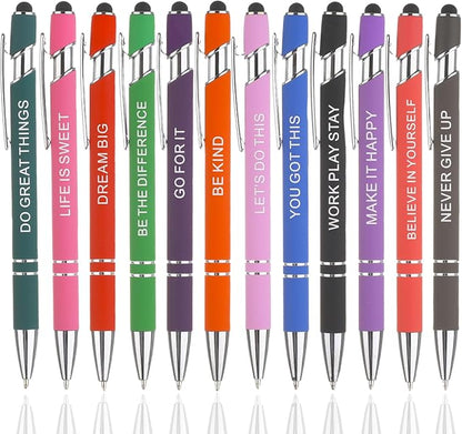 12 Pcs Ballpoint Pens,Fine Point Smooth Writing Pens,Kawaii Pens For Writing Journaling Taking Notes School Office Home. (12Pcs)