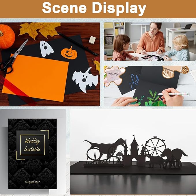 28 Sheets Black Cardstock 8.5 x 11 Printer Paper, 92lb Heavyweight Black Construction Paper Card Stock for DIY Cards, Scrapbooking, Greeting Cards, Invitations