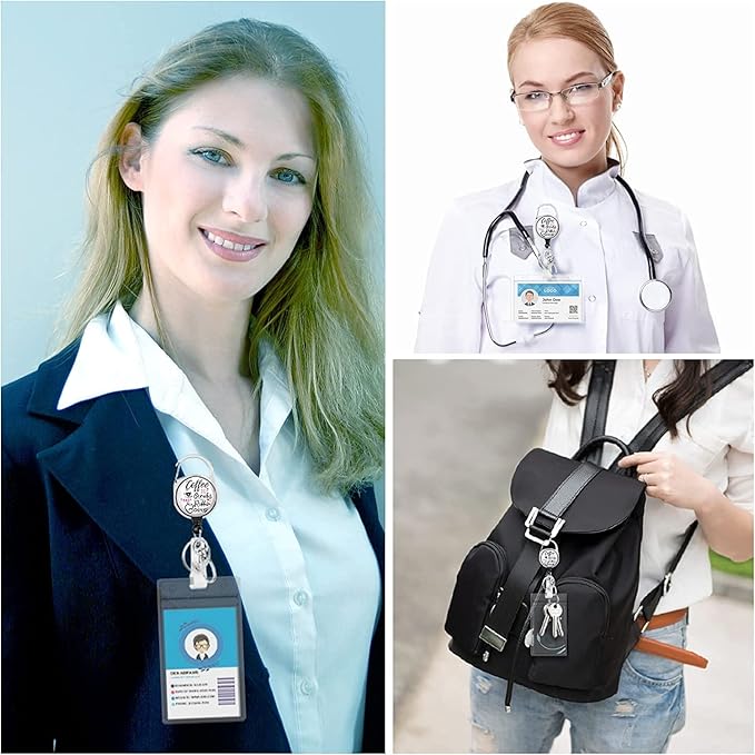 Gctriki Nurse Badge Reel Holder Retractable Heavy Duty with 360 Degrees Swivel Carabiner Belt Clip, Funny Id Badge Holders Badge Clips Retractable ID Card Holder for Nurses