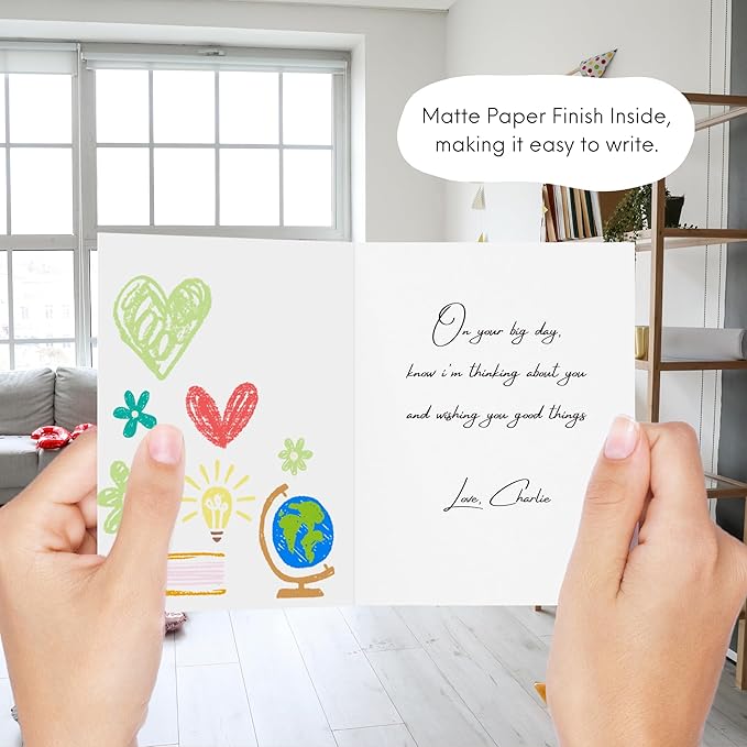 Teacher Thank You Card, Appreciation Card for Educator, Day Care, Preschool, Elementary High School, Graduation or Back to School, Summer Break Gift (A teacher Takes a Hand, Opens a Mind and Touches a