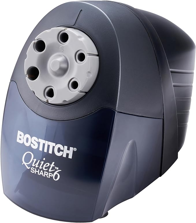 Bostitch Office QuietSharp 6 Electric Pencil Sharpener, Heavy Duty Classroom Sharpener, Size Selector with 6 Different Sizes, Perfect for Classroom and Homeschool Use, Black