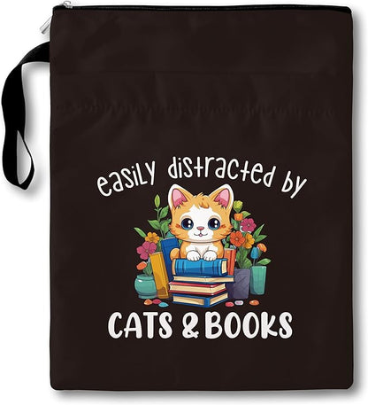 Cat Book Sleeve with Zipper, Kitten Book Covers for Paperbacks with Pocket, Book Pouch Gifts for Book Lover Cat Lover Readers Librarian, Bookish Idea for Bookmate, Washable Book Sleeve Protector -27