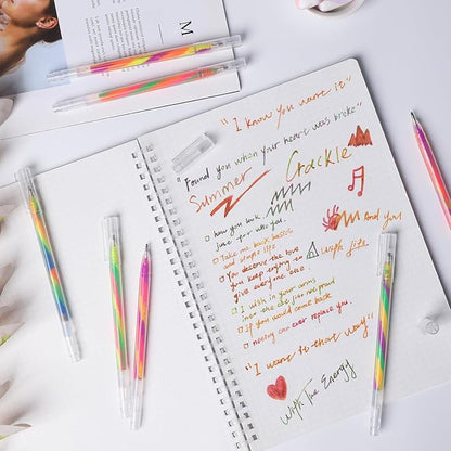 12 Pack Mixing of 3 Colors Rainbow Gel Pens Color Changing Ballpoint Pen Glitter Pen Set for Adults Coloring Books Drawing Doodling Scrapbooking Notes