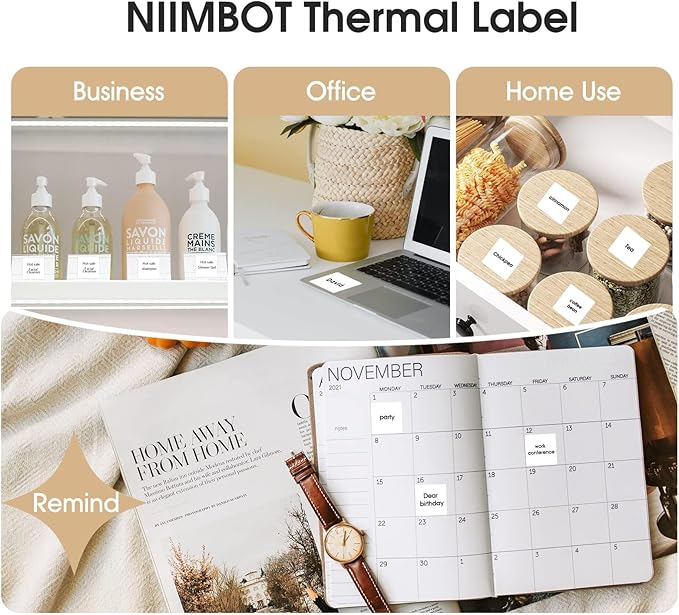 NIIMBOT Labels B1/B21/B3S/K3 Label Maker, 2'' x 2'' (50x50mm) Thermal Sticker Label, Waterproof Price/Memo Labels for NIIMBOT B21/B3S Label Printer, 1 Roll of 150 Self-Adhesive Thermal Labels (White)