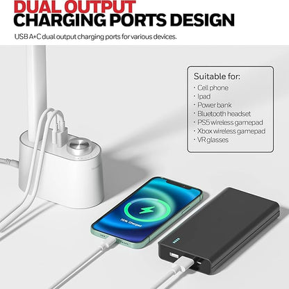 Honeywell Upgraded LED Desk Lamp - H01 Pro Sunturalux™ Foldable Desk Light with USB A+C Charging Port, 3 Color Modes Dimmable Table Lamp for Home Office Reading(White)