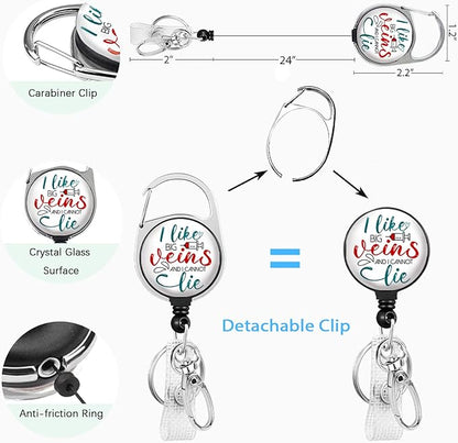Phlebotomy Haematology Nurse Badge Reel Retractable with 360 Degrees Rotate Carabiner Clip Heavy Duty, ID Badge Holder with Detachable Lanyard, Funny ID Holder ID Clip Name Badge Clip Keychain