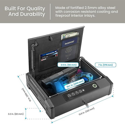 Lockly Smart Safe – Biometric Gun Safe for Handgun, Pistol Safe Fingerprint, PIN Genie® Keypad, App Control & Instant Alerts for enhanced Home and Business Security