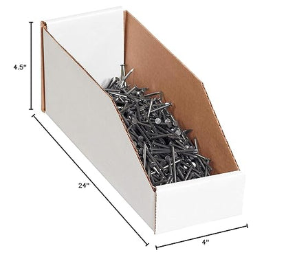 Partners Brand PBINMT424 Open Top Bin Boxes, 4" x 24" x 4 1/2", Oyster White (Pack of 50)