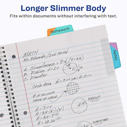 Avery Ultra Tabs Bundle, Student and School Subject Tabs, 2.5" x 1" Margin Tabs, 2-Side Printed, 48 Sticky Tabs (74903)