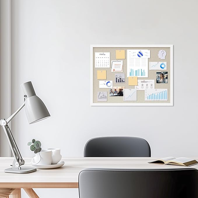 Cork Board with Linen White 2Pack,Bulletin Board 23"x17" Hanging Corkboards for Office Home School Message Board or Vision Board Decoration.