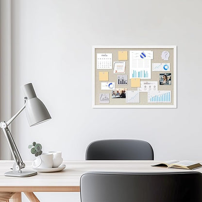 Cork Board with Linen White,Bulletin Board 23"x17" Hanging Corkboards for Office Home School Message Board or Vision Board Decoration.