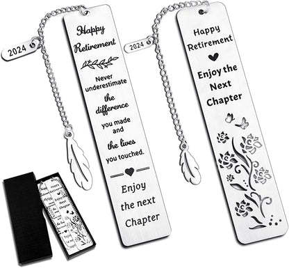 Retirement Gift for Woman Men Happy Retirement Bookmark Set Bulk Metal Book Marker Tassels for Book Lovers Coworker Reader Teachers Employee Friends Adults Going Away Appreciation Gifts 2024