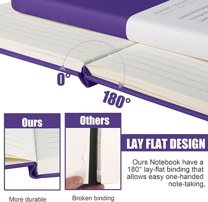 Lined Journal Notebook, 10Pack(Purple), 160 Pages, Medium 5.7 inches x 8 inches - 100 gsm Thick Paper, Hardcover