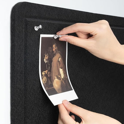 Large Bulletin Board - 48 x 48 Inches, Decorative Felt Pin Board for Wall - 4' x 4' Foldable Photo Display Board with Self-Adhesive Tape, Includes 20 Push Pins - Black