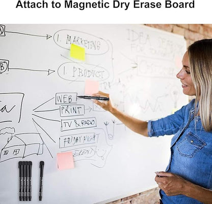 Magnetic Dry Erase Markers, (12 pk) Dealkits Low Odor White Board Markers with Erasers for Kids Teacher Supplies for Classroom Work on White Board, Calender, Fine Tip Point, Black